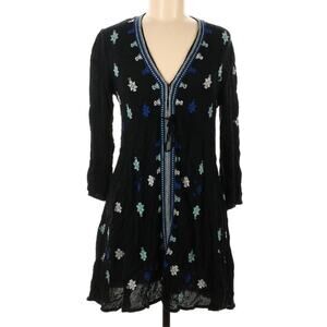 Free People Stargazer XS Black Mini Embroidered Dress